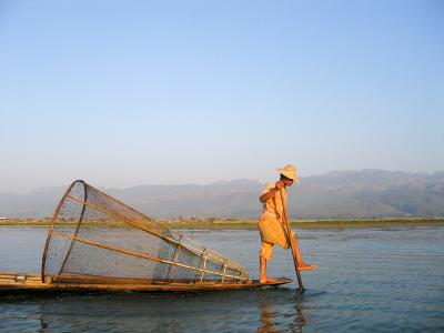 缅甸, 捕鱼, 安静的海, 男子, 小船