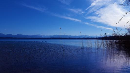 湖, 天空, 水, 蓝色, 云彩, 景观, 自然
