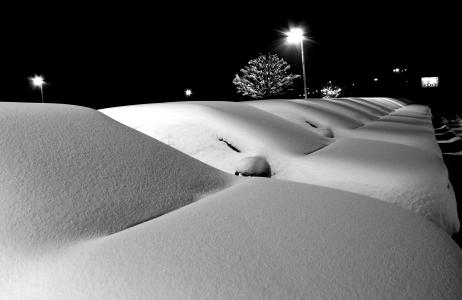 雪, 冬天, 停车, 自动