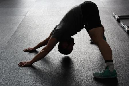 stretchen, 伸展, 热, 体育, 肌肉, 运动, 男子