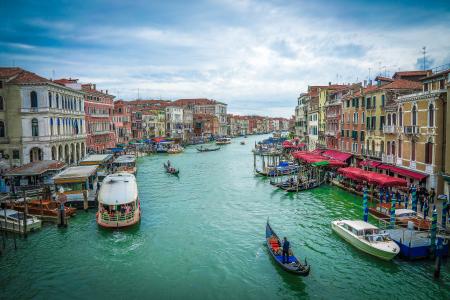 大运河, 威尼斯, 滨水区, 意大利, 运河, 水, 房屋