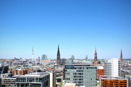 建筑, 蓝蓝的天空, 建筑, 城市, 汉堡, 天际线, 城市景观