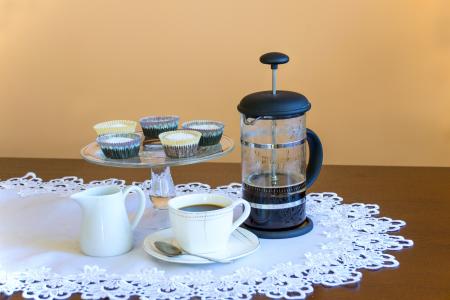 松饼, 咖啡, 咖啡机, 下午咖啡, 甜点 energatyczny, 小黑, 自制糕点