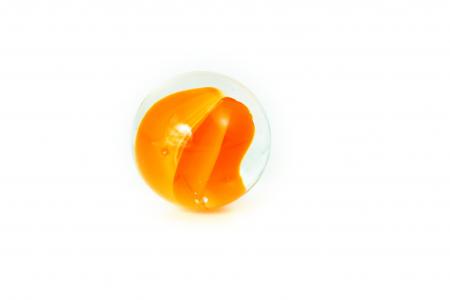 大理石, 球, 橙色, 单, 一个, 白色, 背景