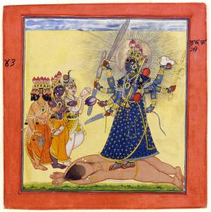 神, 女神, 印度, bhadrakali, 绘画, 1660, 可怜