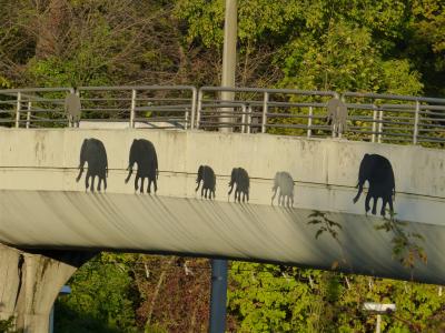 桥梁, 大象, 绘画, 绘图, 黑色, 动物, 哺乳动物