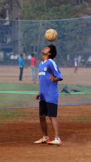 足球, 球, 平衡, 头, 男子, 印度, 印度