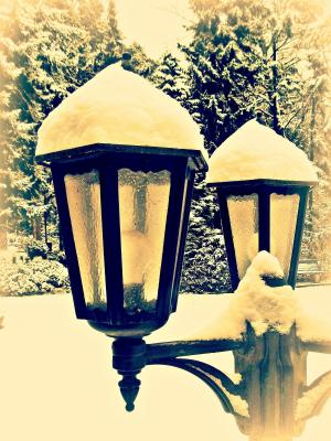 灯笼, 街上的路灯, 雪, 冬天, 灯具, 白色, 光