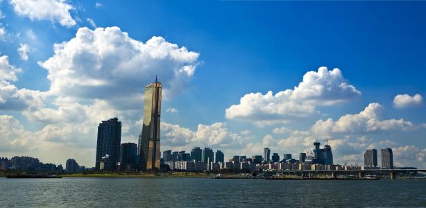 风光, 汉江, 汉城, 天空, 河, 云计算, 建设