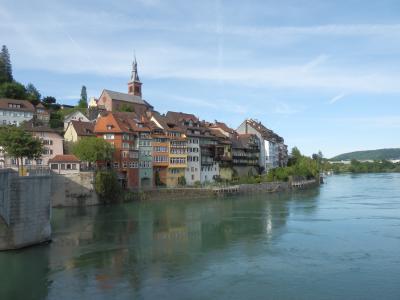 laufenburg, 莱茵河, 一排房子, aargau, 瑞士