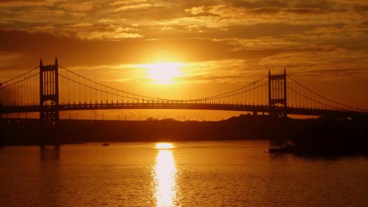 日落, 纽约, 布鲁克林大桥, 晚上, 美国, 著名的地方, 桥-男人作结构
