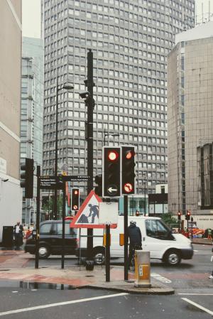路口, 伦敦, 左交通, 交通灯, 红绿灯, 城市, 城市生活