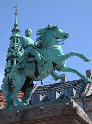 雕塑, 国王, 哥本哈根, 丹麦, 城市
