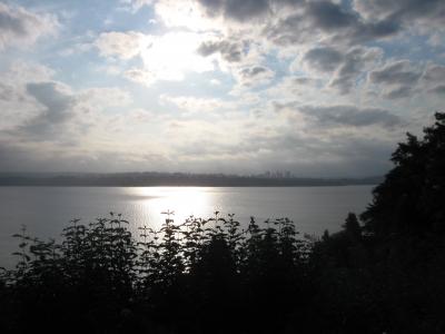 华盛顿湖, 太阳, 景观, 风景名胜, vista, 水, 几点思考