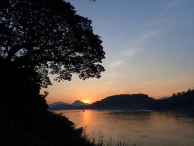 琅勃拉邦, 湄公河, 日落, 老挝, 自然, 海, 天空