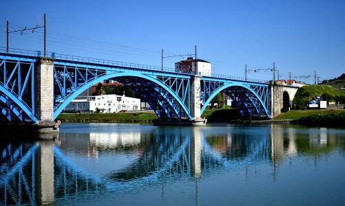 桥梁, 蓝色, 反思, 河, 建筑, 城市, 旅行