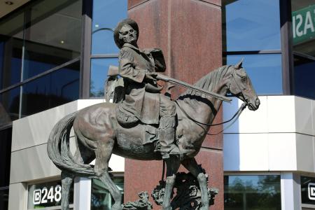 雕像, 马, 男子, 骑马, 牛仔, 市中心, 格登