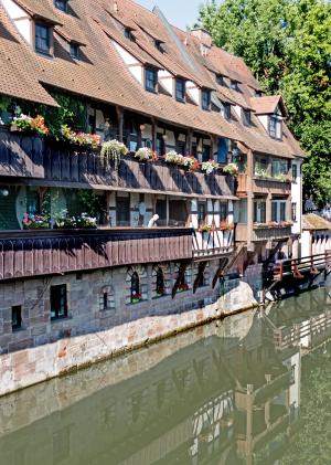 纽伦堡, fachwerkhaus, 河, 旧城, 桁架, 从历史上看, 中世纪