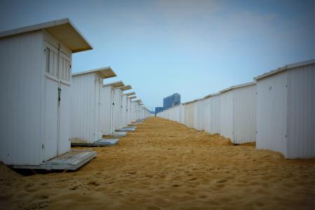 海滩小屋, 奥斯坦德, 海滩, 沙子