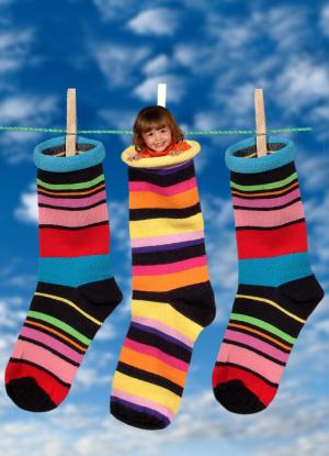 袜子, 多彩, 长筒袜, 晾衣绳, 女孩, 儿童, 隐藏