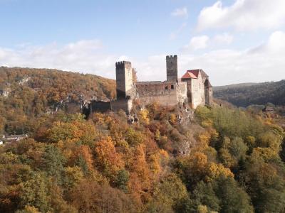 hardegg, 城堡, 奥地利, 树木, 秋天, 森林, 自然