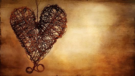 心, 金属心脏, 生锈的心脏, 钢丝心脏, 画, 绘画, 文本 dom