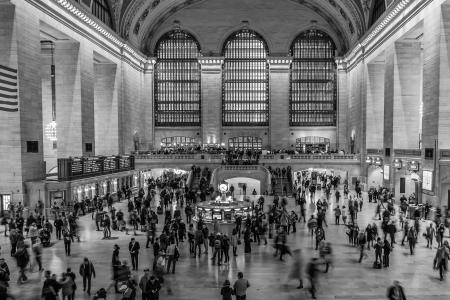 纽约, 曼哈顿, 单色, 人, 大中央车站, 黑色和白色, 建筑