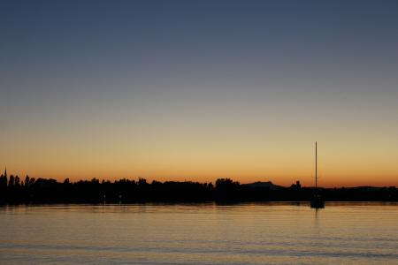 日落, 康斯坦茨湖, 隔离器, 帆船, 夏季, 太阳, 水
