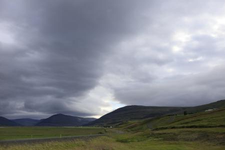 云彩, 天空, 山脉, 冰岛, 雨后, 自然, 云盖