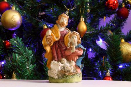 圣诞节, 玛丽和约瑟夫, 雕像, 装饰物, 装饰, 圣诞节装饰品, 圣诞装饰
