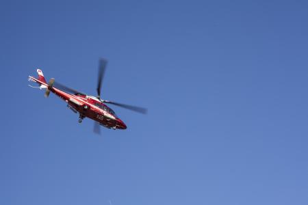 直升机, 飞, 救护车, 蓝色, 天空, 螺旋桨, 高
