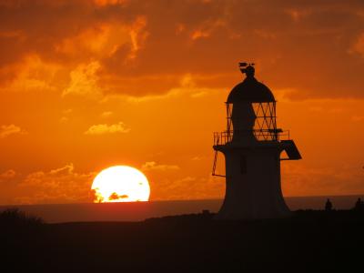 日落, 灯塔, 晚上, 剪影, 具有里程碑意义, 旅行, 新西兰