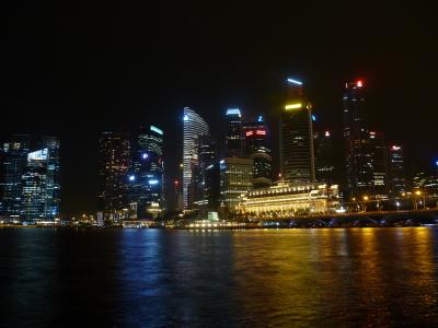 新加坡, 天际线, 亚洲, 建设, 城市, 晚上, 水