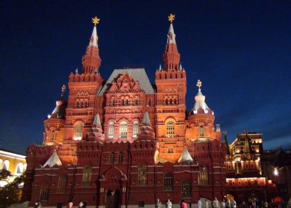 俄罗斯, 莫斯科, 博物馆历史, 城市, 晚上