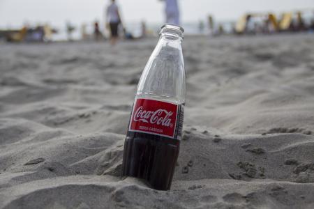 饮料, 可口可乐, 海滩, 软性饮料, 沙子, 瓶, 假日