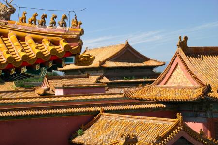 屋顶, 中国, 龙, 建筑, 北京, 宫, 饰品
