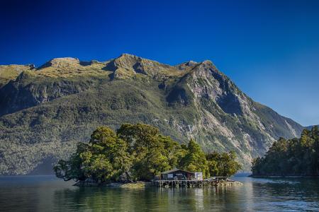 新西兰, 可疑声音, 峡湾, 小屋, 山, 自然, 湖