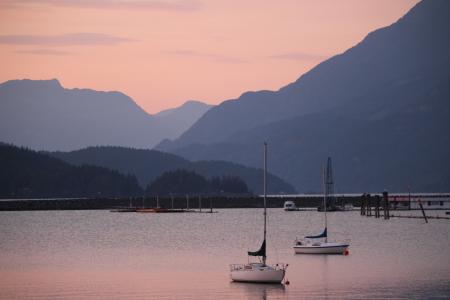 哈里森温泉, 不列颠哥伦比亚省, 自然, 加拿大, 小船, 湖, 日落