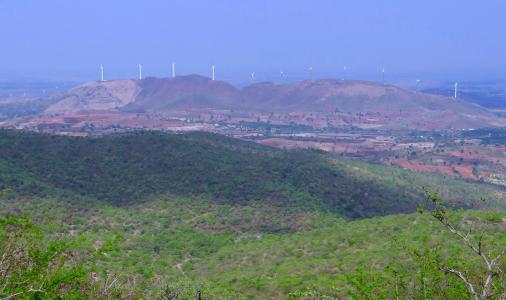 chitradurga 丘陵, 景观, 山脉, 山谷, 绿色植物, 风力发电机组, 风力发电