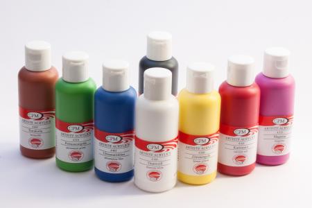 丙烯酸涂料, 颜色, 瓶, 多彩, 白色, 黄色, 红色