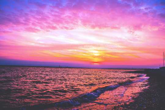 日落海洋唯美景物图片
