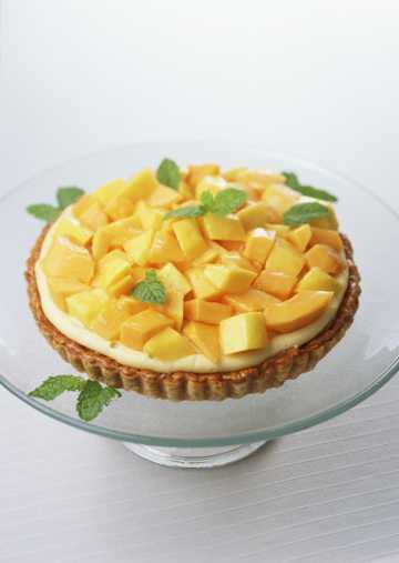 美食的芒果水果蛋糕图片
